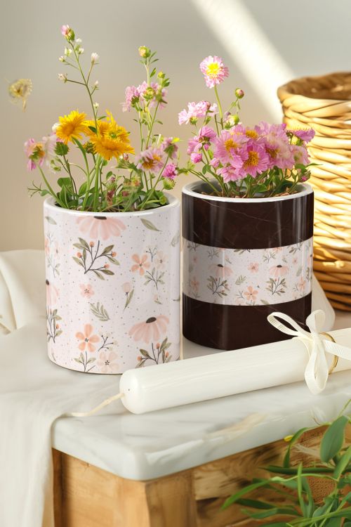 Σετ 2 Κασπώ με Σχέδιο Blooming & Λαμπάδα, Δώρο για Νονά