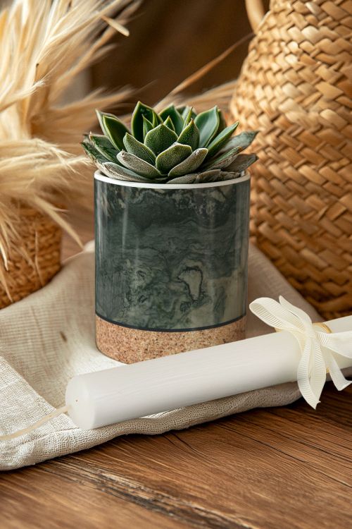 Διακοσμητικό Κασπώ με Green Marble & Λαμπάδα, Δώρο για τον Νονό