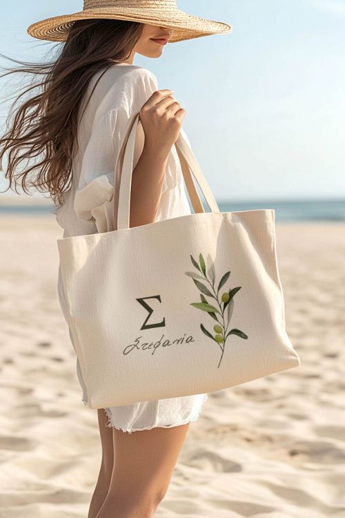 Premium Τσάντα Παραλίας Ώμου με Φερμουάρ, Ιδανική για Δώρο