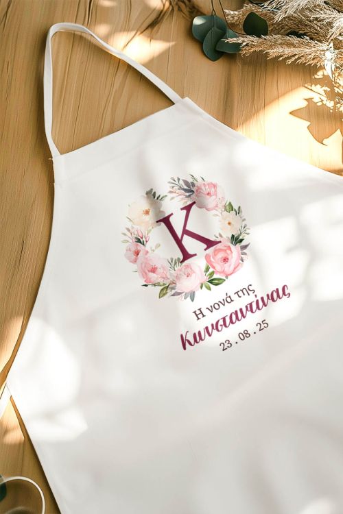 Ποδιά Βάπτισης με Pastel Roses, Εξατομικευμένη για την Νονά