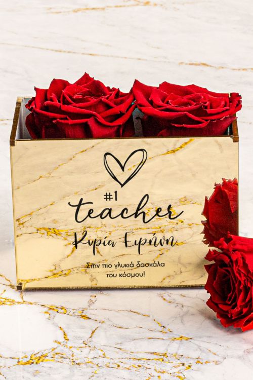 Κόκκινα Forever Roses σε Θήκη με Όνομα, Δώρο για Δασκάλα