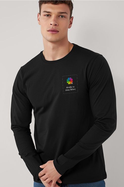 Sol's Imperial Μακρυμάνικο Μαύρο T-Shirt με Εκτύπωση Στήθους