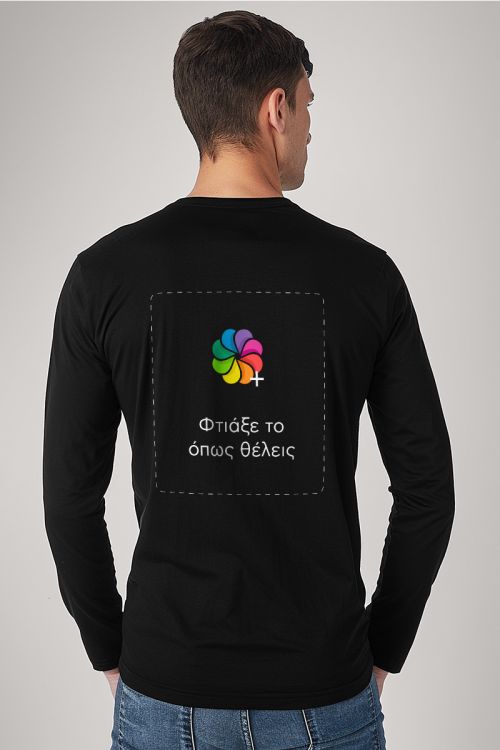 Sol's Imperial Μακρυμάνικο Μαύρο T-Shirt με Εκτύπωση σε Πλάτη
