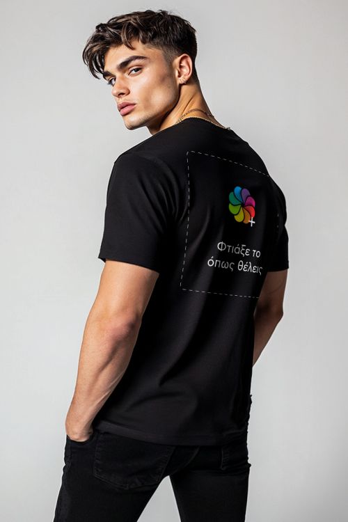 Sol's Imperial 11500 – Premium Ανδρική Μαύρη Μπλούζα T-Shirt με Εκτύπωση στην Πλάτη & το Στήθος
