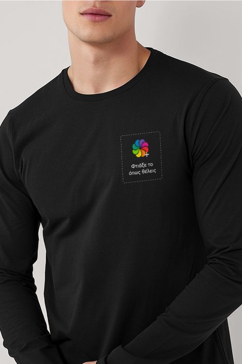 Sol's Imperial Μακρυμάνικο Μαύρο T-Shirt με Εκτύπωση Στήθους