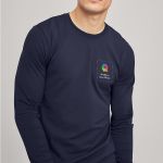 Sol's Imperial Μακρυμάνικο Μπλε T-Shirt με Εκτύπωση στην Πλάτη