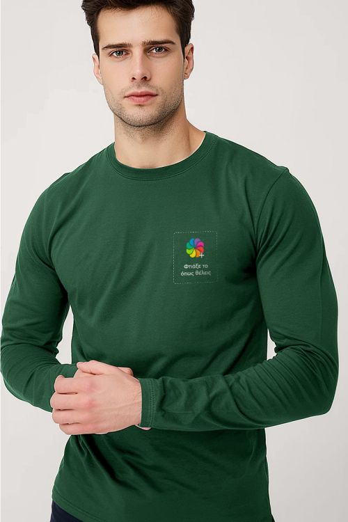 Sol's Imperial Μακρυμάνικο Πράσινο T-Shirt με Εκτύπωση Πλάτης