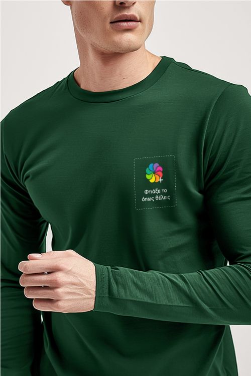 Sol's Imperial Μακρυμάνικο Πράσινο T-Shirt με Εκτύπωση Στήθους