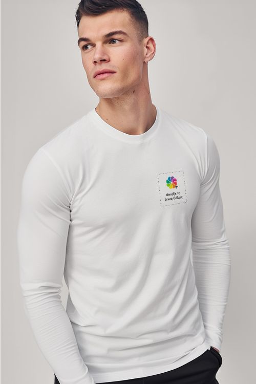 Sol's Imperial Μακρυμάνικο Λευκό T-Shirt με Εκτύπωση στην Πλάτη