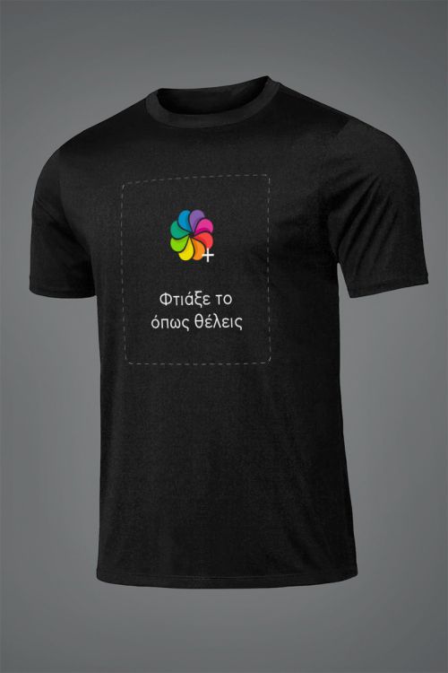 Sol's Sprint Unisex Αθλητικό Μαύρο T-Shirt με Εκτύπωση