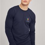 Sol's Imperial Μακρυμάνικο Μπλε T-Shirt με Εκτύπωση στην Πλάτη