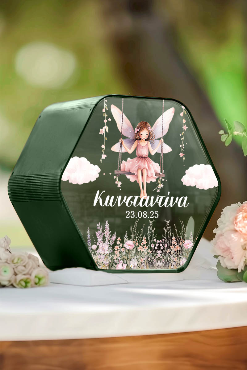 premium-euxologio-gia-fakelous-hex-green-h-040 Προσωποποιημένο Κουτί Ευχών Βάπτισης με Εξάγωνο Σχήμα