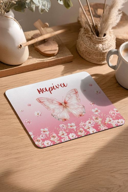Mousepad Παιδικό για Κορίτσι με Όνομα και Πεταλούδα Floral