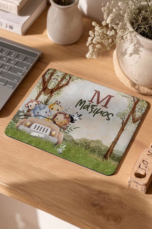 Mousepad Παιδικό για Αγόρι με Σχέδιο Ζώα σε Αυτοκίνητο