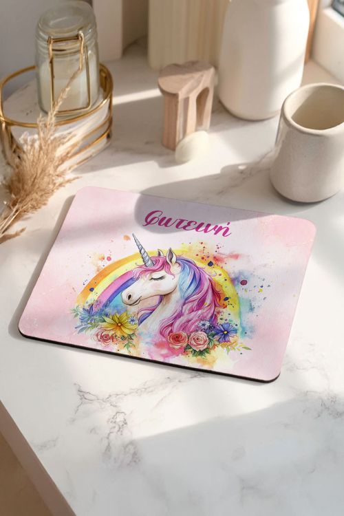 Παιδικό Mousepad για Κορίτσι με Όνομα και Σχέδιο Μονόκερο