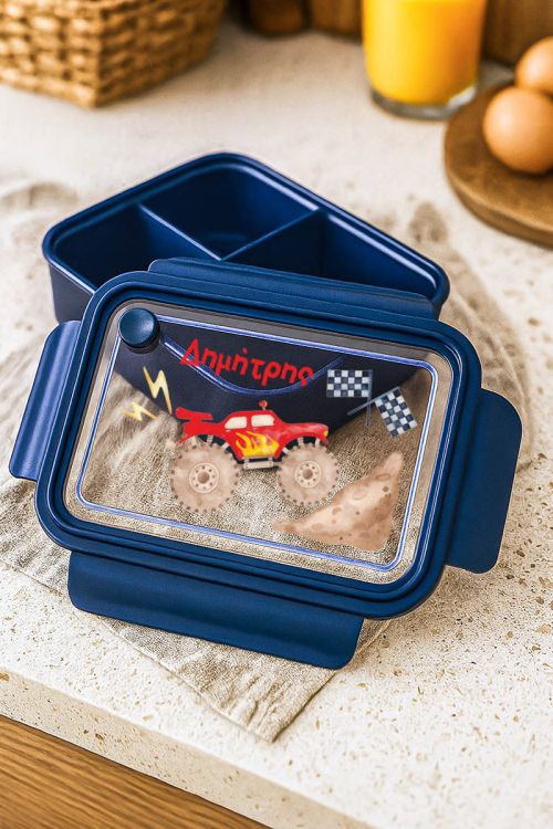 Παιδικό Δοχείο Φαγητού Μπλε – Lunch Box με Monster Truck