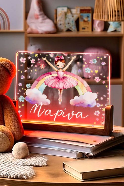 Προσωποποιημένο Φωτιστικό LED με Όνομα και Σχέδιο Μπαλαρίνα