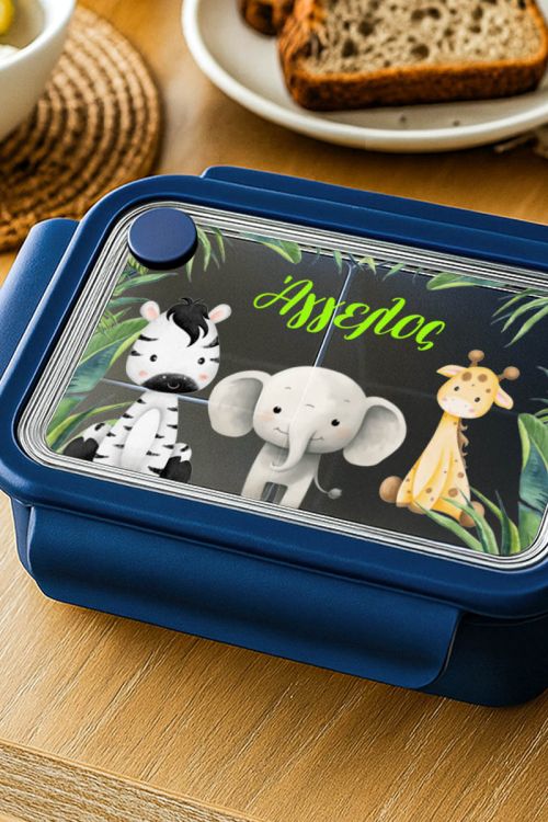 Παιδικό Δοχείο Φαγητού Μπλε – Lunch Box με Ζώα του Δάσους