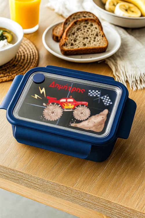 Παιδικό Δοχείο Φαγητού Μπλε – Lunch Box με Monster Truck