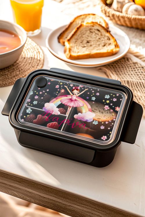 Παιδικό Δοχείο Φαγητού Μαύρο – Lunch Box με Μπαλαρίνα