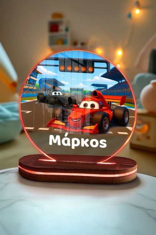 Φωτιστικό LED για Παιδικό Δωμάτιο με Σχέδιο Αγώνα Αυτοκινήτων
