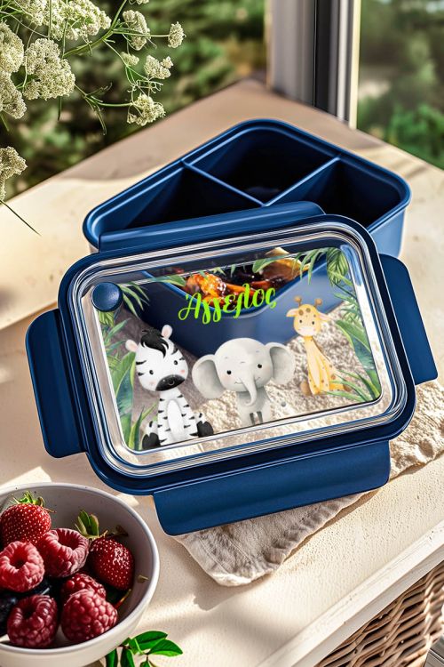 Παιδικό Δοχείο Φαγητού Μπλε – Lunch Box με Ζώα του Δάσους