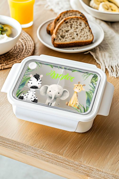 Παιδικό Δοχείο Φαγητού Λευκό – Lunch Box με Ζώα του Δάσους
