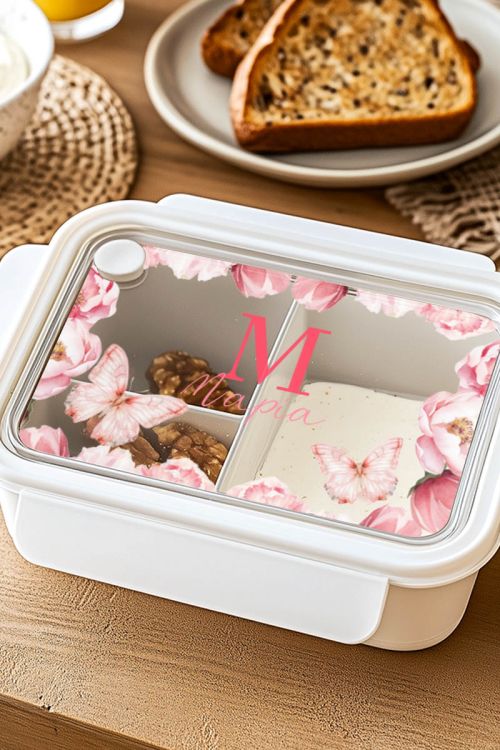 Παιδικό Δοχείο Φαγητού Λευκό – Lunch Box με Πεταλούδες