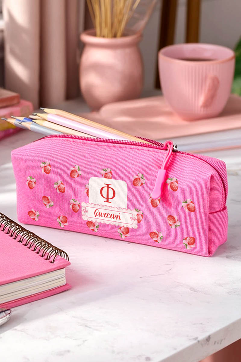 myikona-kasetina-me-ektiposi-onoma-afierosi-pink-koritsi-b-021 Σχολική Κασετίνα για Κορίτσια, Φούξια με Όνομα & Φράουλες