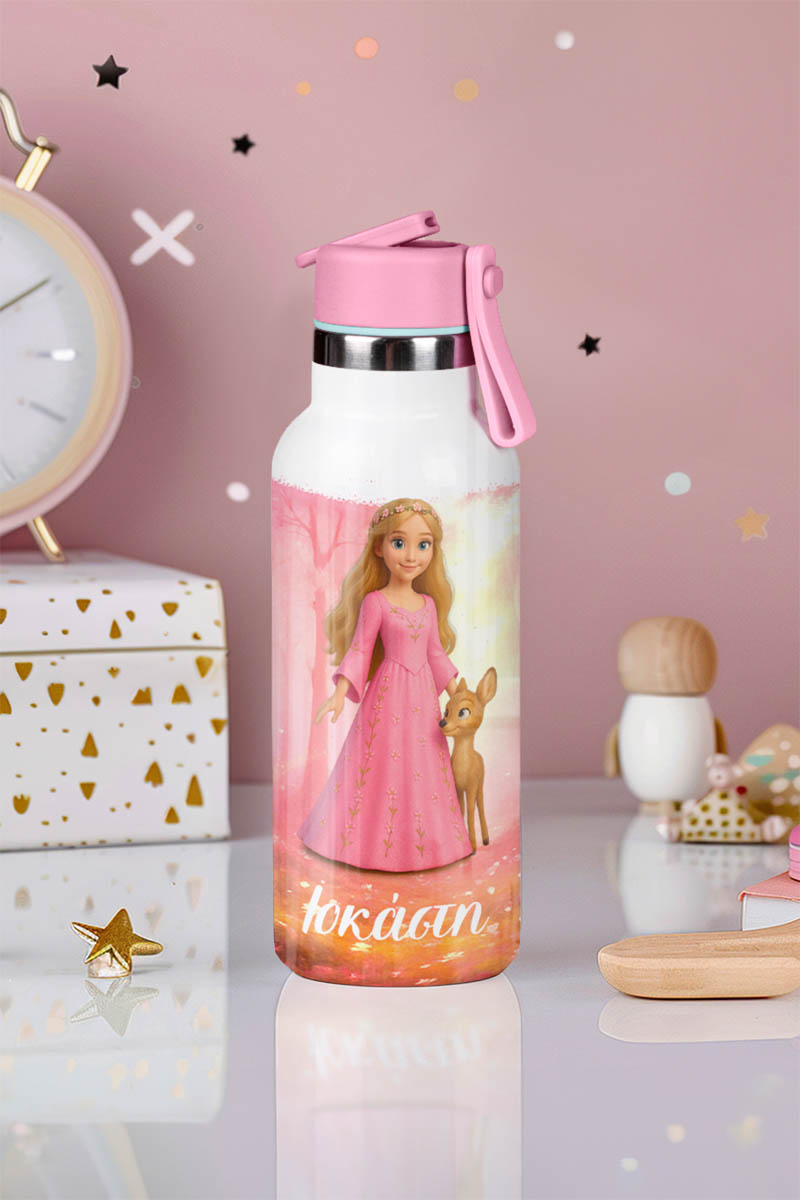 myikona-thermos-kids-me-onoma-afierosi-p-051 Παγούρι Θερμός Παιδικό με Καλαμάκι & Σχέδιο Πριγκίπισσα