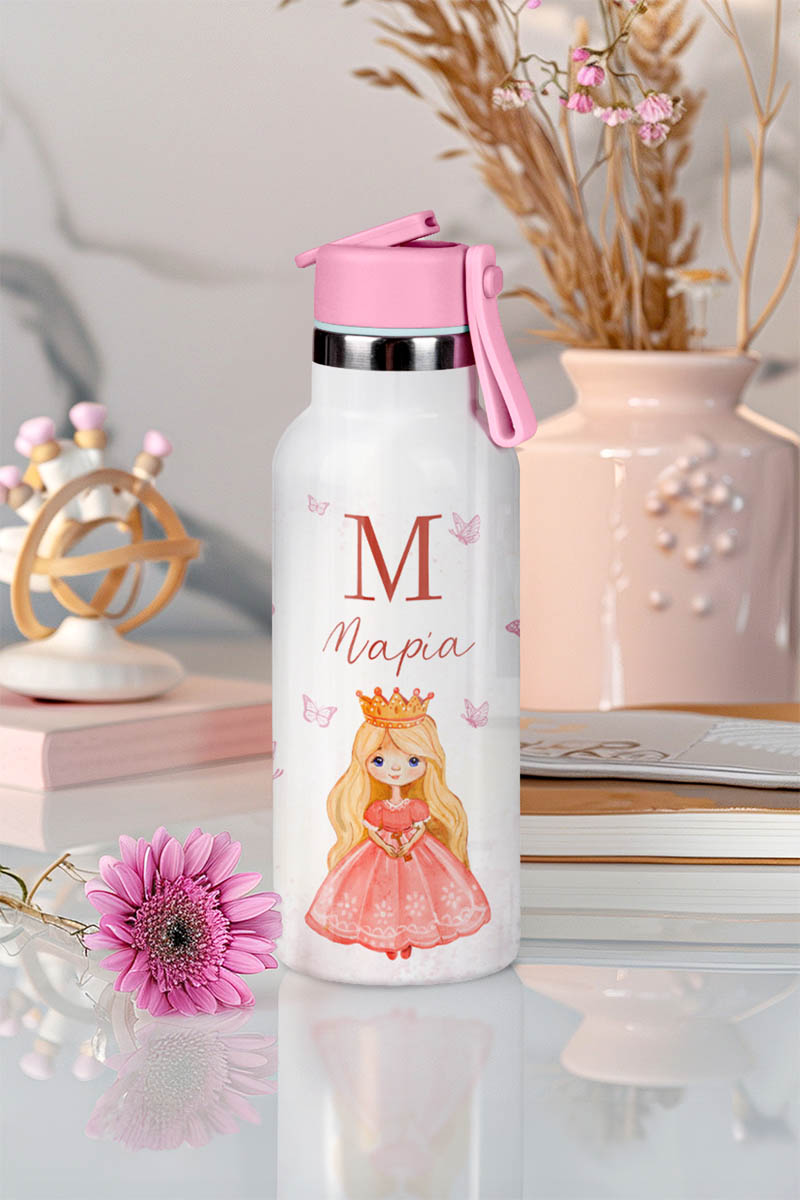 myikona-thermos-kids-me-onoma-afierosi-u-010 Παιδικό Παγούρι Θερμός με Καλαμάκι & Σχέδιο Πριγκίπισσα