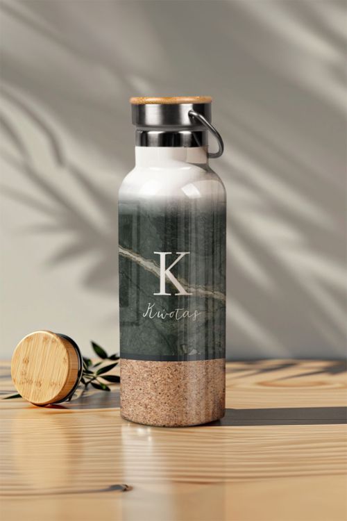 Ανοξείδωτo Μπουκάλι Θερμός με Όνομα & Σχέδιο Sand Pattern