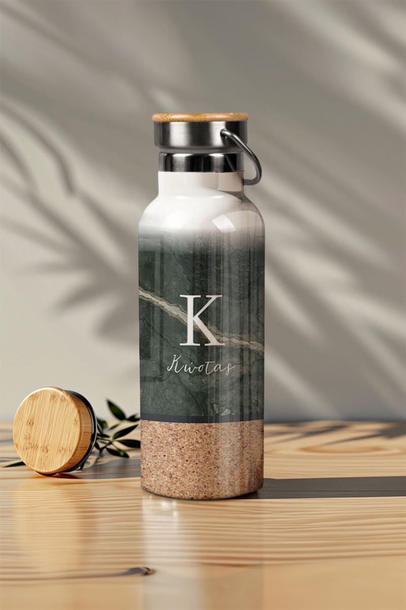 Ανοξείδωτo Μπουκάλι Θερμός με Όνομα & Σχέδιο Sand Pattern