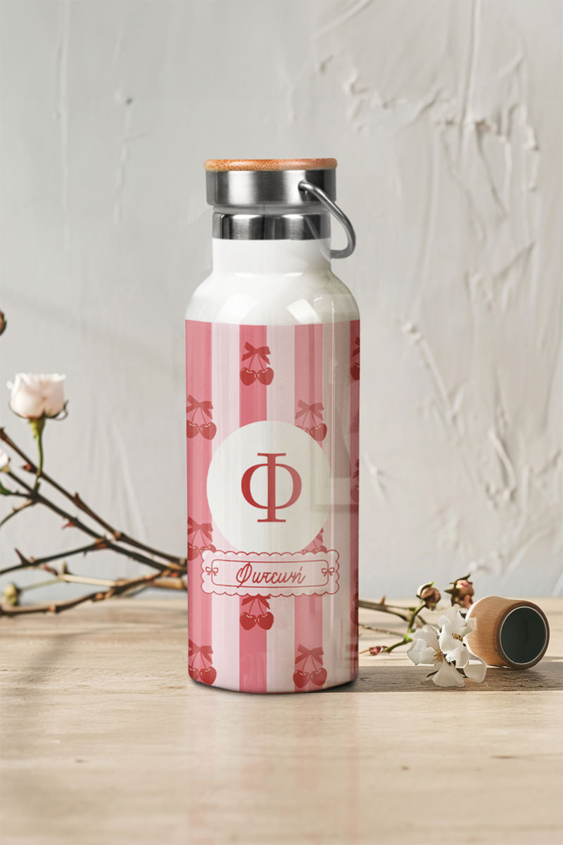 myikona-thermos-me-onoma-afierosi-n-057 Ανοξείδωτo Μπουκάλι Θερμός με Μονόγραμμα & Σχέδιο Κεράσια