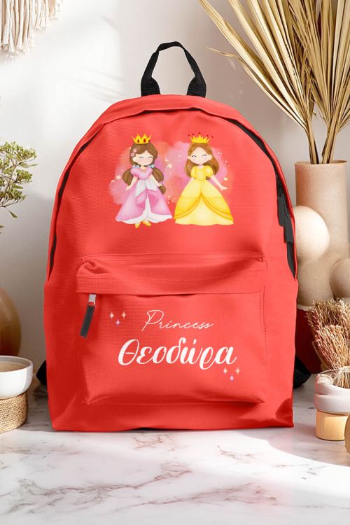 Σχολική Τσάντα για Κορίτσια Δημοτικού, Κόκκινη με Πριγκίπισσες