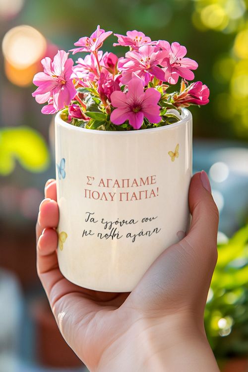 Κασπώ με Ονόματα & Αφιέρωση με Λουλούδια, Δώρο για τη Γιαγιά