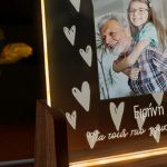 Επιτραπέζιο Φωτιστικό με Καρδιές, Δώρο για Παππού & Γιαγιά