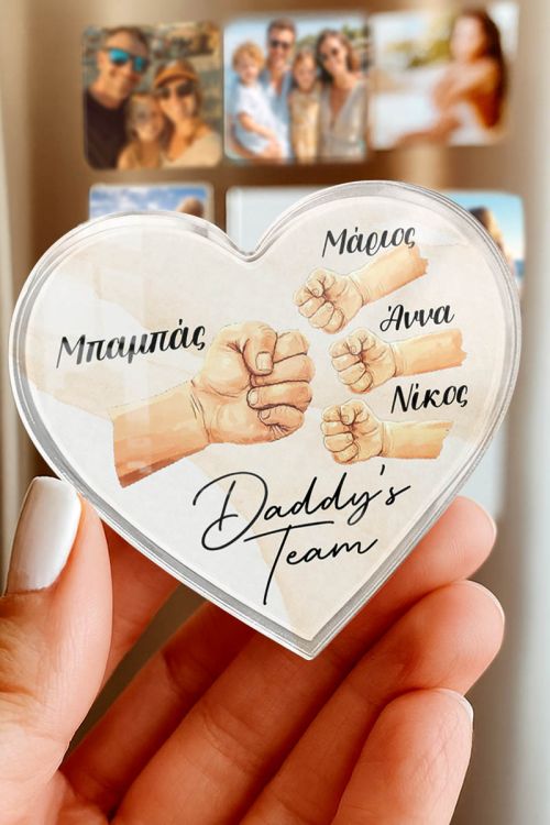Premium Μαγνητάκι Plexiglass με Σχέδιο Daddys Team με 3 Παιδιά