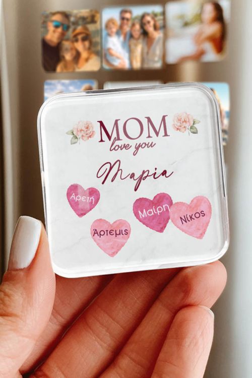 Premium Μαγνητάκι Ψυγείου με Σχέδιο Mom I Love You