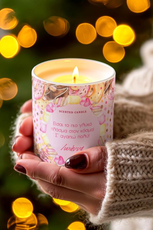 Γιορτινό Προσωποποιημένο Κερί με Άρωμα Vanilla Cream
