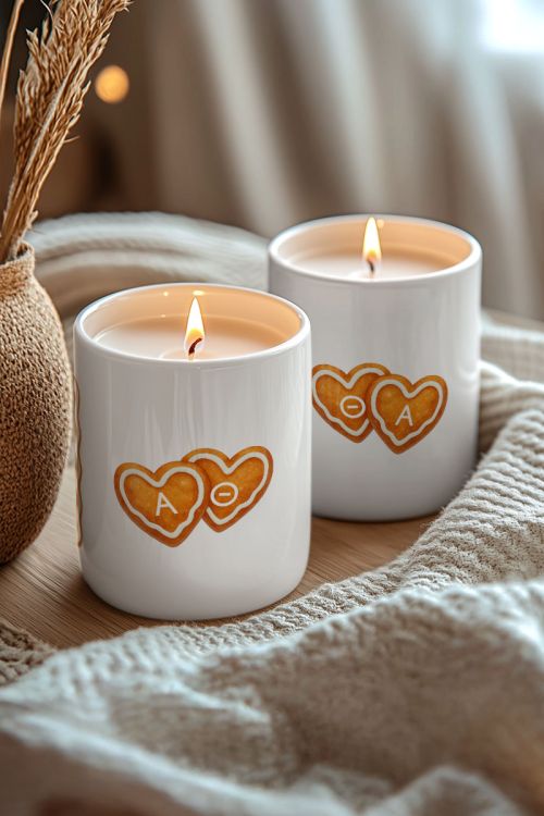 Σετ 2 Χριστουγεννιάτικα Κεριά Vanilla Cream, Δώρο για Ζευγάρι