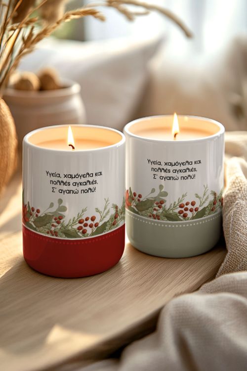 Σετ 2 Κεριά Χριστουγέννων Vanilla, Πρωτότυπο Δώρο για Γιαγιά