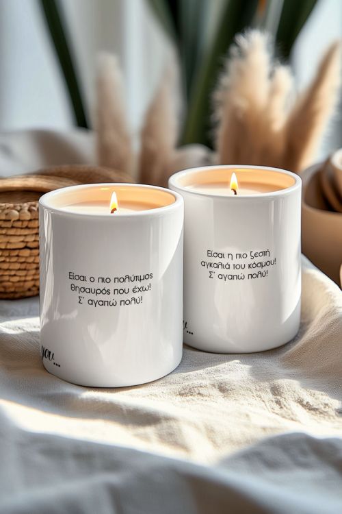 Σετ 2 Κεριά Vanilla Cream, Χριστουγεννιάτικο Δώρο για Ζευγάρια