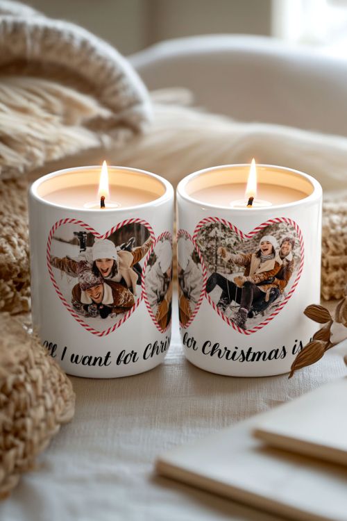 Σετ 2 Κεριά Vanilla Cream, Χριστουγεννιάτικο Δώρο για Ζευγάρια