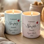 Σετ 2 Χριστουγεννιάτικα Κεριά Vanilla, Δώρο για Νονά & Νονό