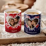 Σετ 2 Κούπες Matching με Φωτογραφίες σε Σχήμα Καρδιά