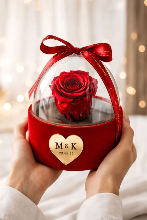 Forever Rose Κόκκινο σε Θήκη με Θόλο, Δώρο για Ζευγάρι