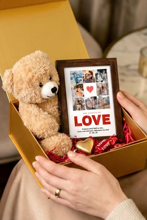 Exclusive Love Kit με Κορνίζα, Αρκουδάκι, Γλυκά & Μπαλόνια