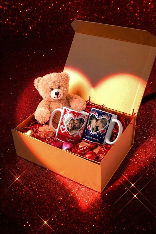 Exclusive Love Kit με 2 Κούπες, Αρκουδάκι, Γλυκά & Μπαλόνια