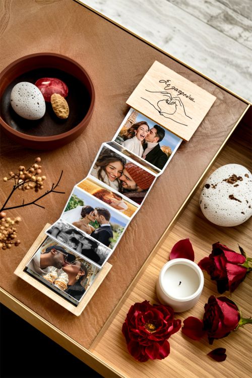 Ξύλινο Photo Box με Αναδιπλούμενες Φωτογραφίες, Σε Λατερεύω